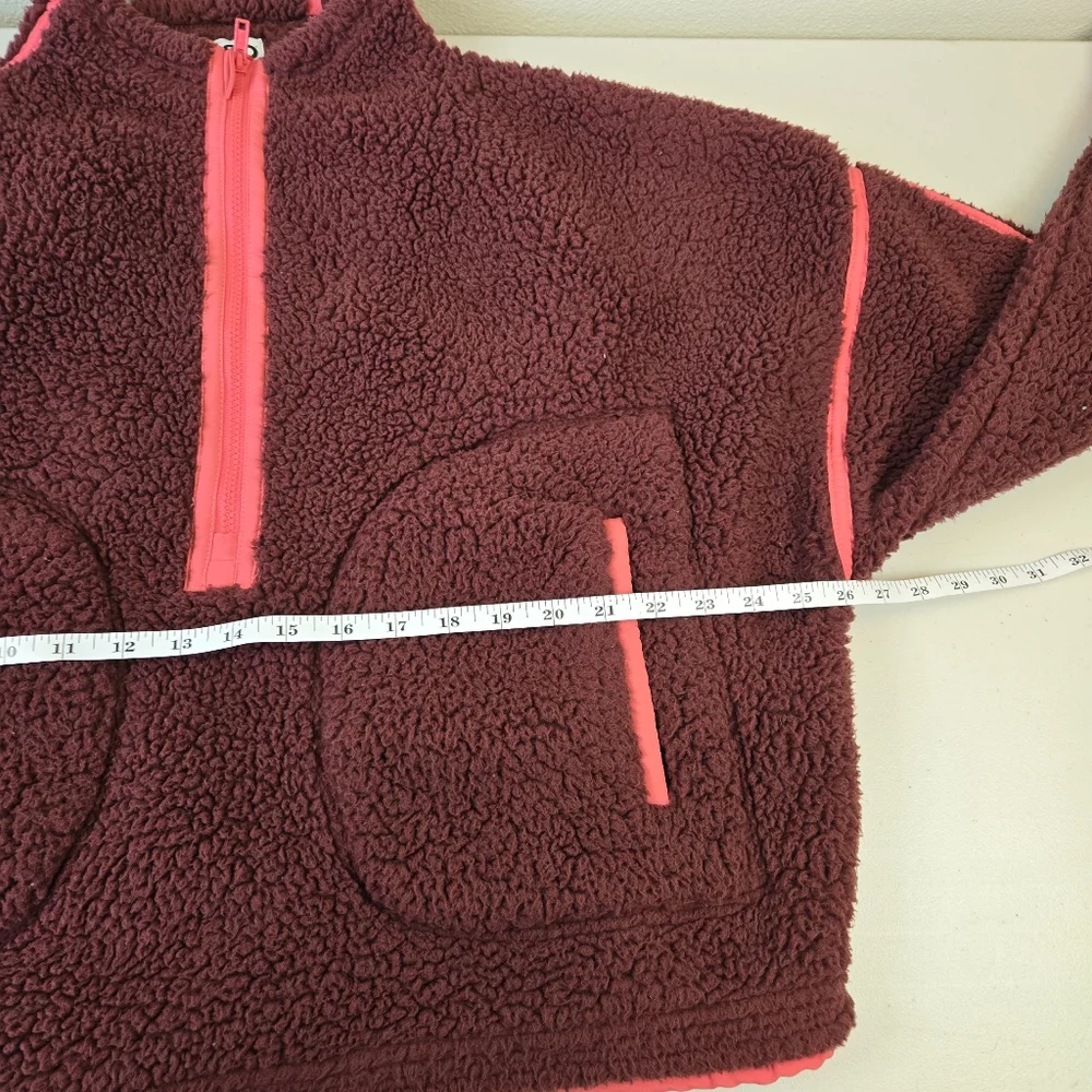 SO Teddy Half Zip Jacket Marroon and Pink Size Large